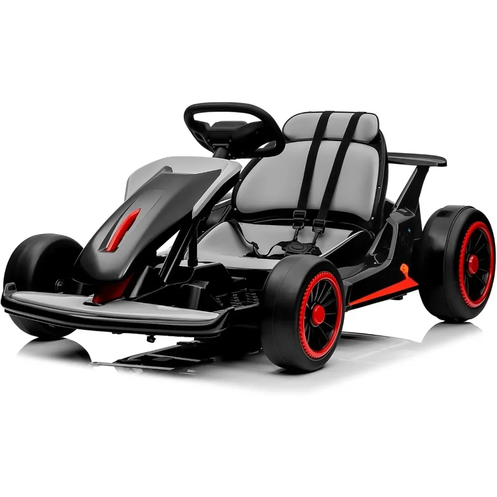 

Go Kart, Ride On Race Car for Kids, Large Battery, 2x150W Powerful Motor, Drift/Sports Mode, Max Load 110lbs,24V Drift Kart Car