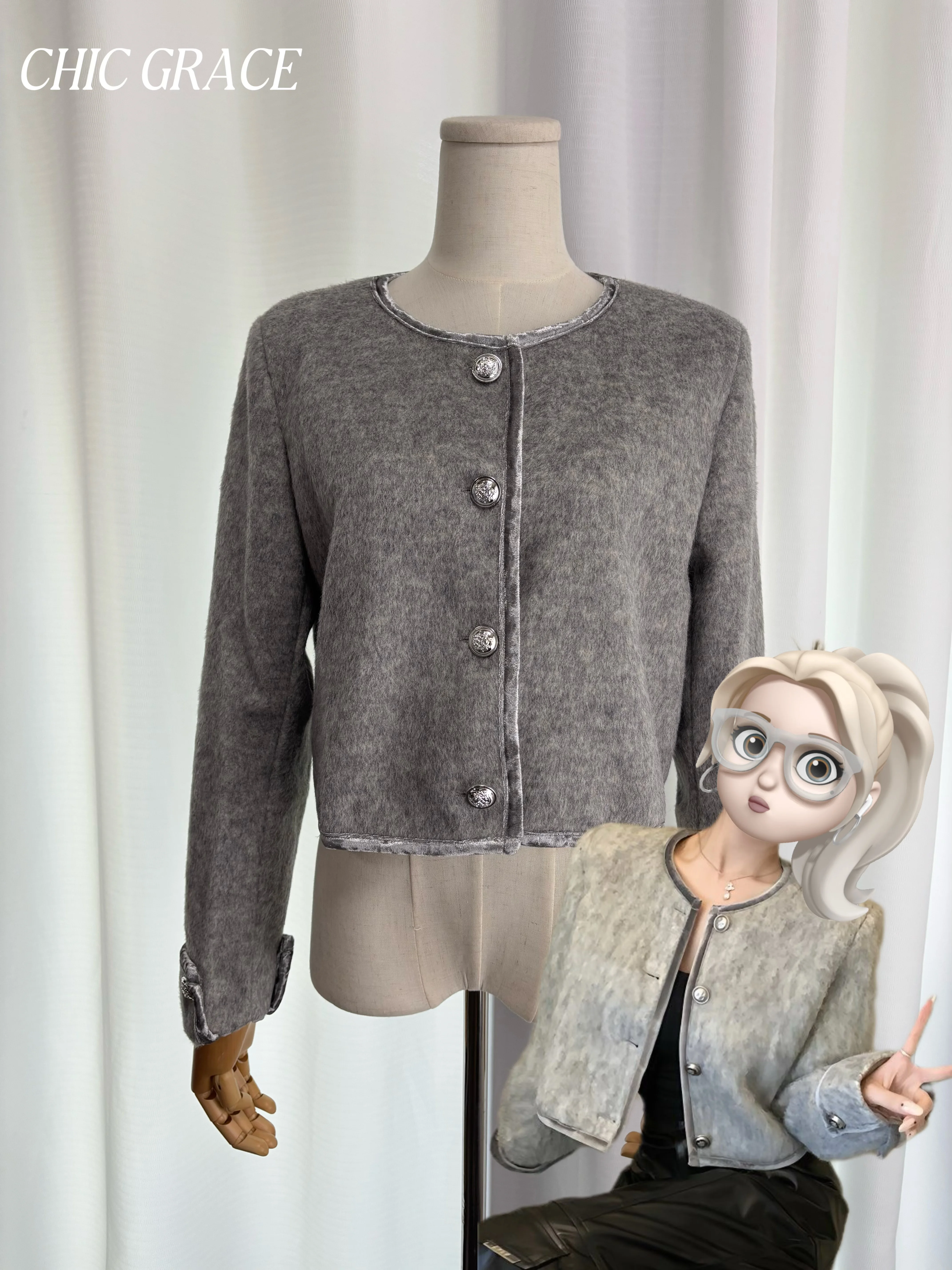 

Real shot French Chic Tweed Short Jacket for Women, Elegant Lady Style, Spring New Thickened Petite-Friendly Coat, Trendy Fashio