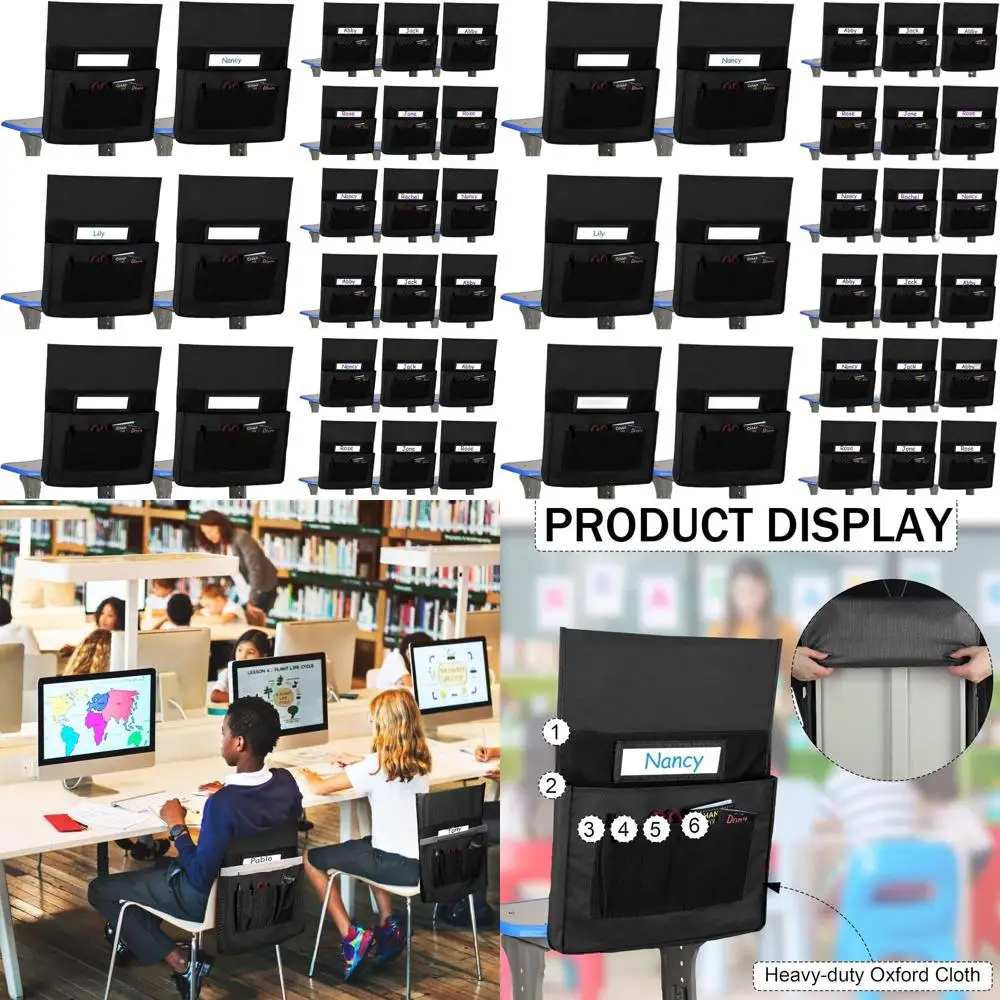 

Bulk 24-Piece Classroom Seat Organizers with 6 Compartments, 15.5 x 18.5 Durable 600D Oxford Cloth Storage for K-2 Supplies