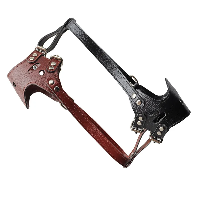 

Premium Dog Muzzle Adjustable Breathable Bite-Proof PU Leather Snout Cover for Large Medium Dogs Golden Retriever Mastiff Poodle