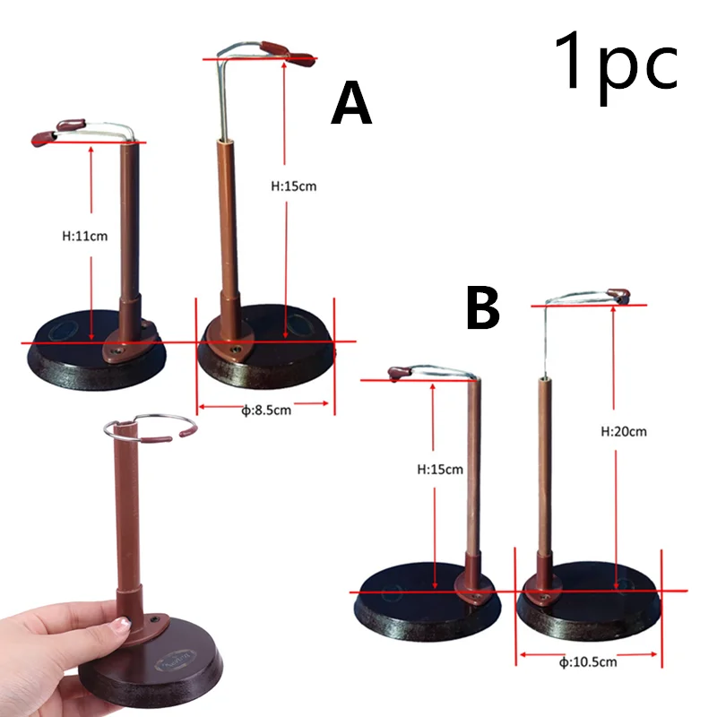 Wooden Doll Stands Display Holder Prop up Girl Dolls 20-60cm Doll Accessories with Stainless Steel Base Doll Model Support Frame