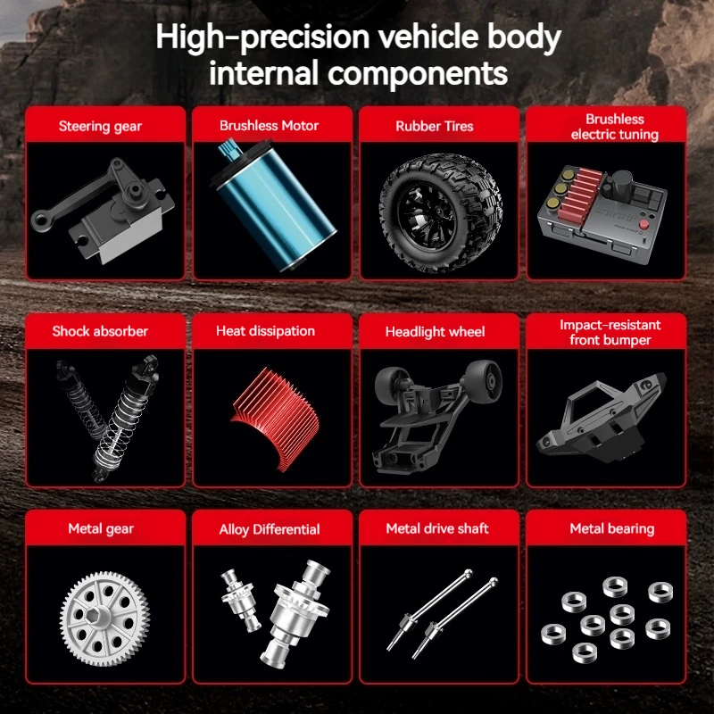 Novo kf18 escala 1:14 carro elétrico sem escova de alta velocidade função completa 3s tração nas quatro rodas rc veículo de escalada off-road brinquedo presente