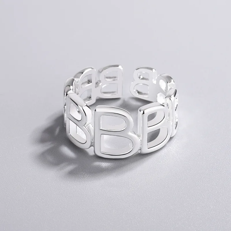 Anillos de plata de ley 925 con letras B para mujer, joyería de calidad de lujo, venta al por mayor, todas las ofertas de moda