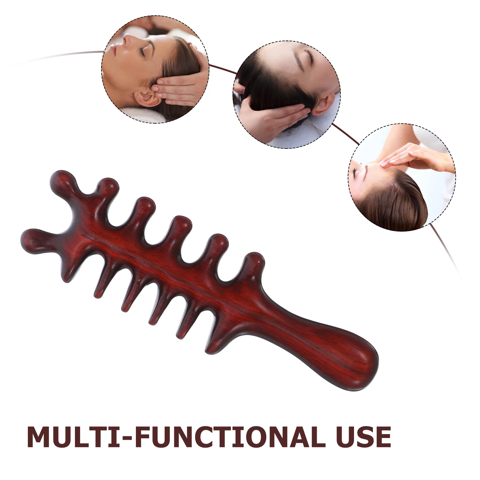 Natural Wooden Scalp Massage Comb Wide Tooth Guasha Hair Detangler Comb Handmade Daily Grooming Massager Combs for Massage