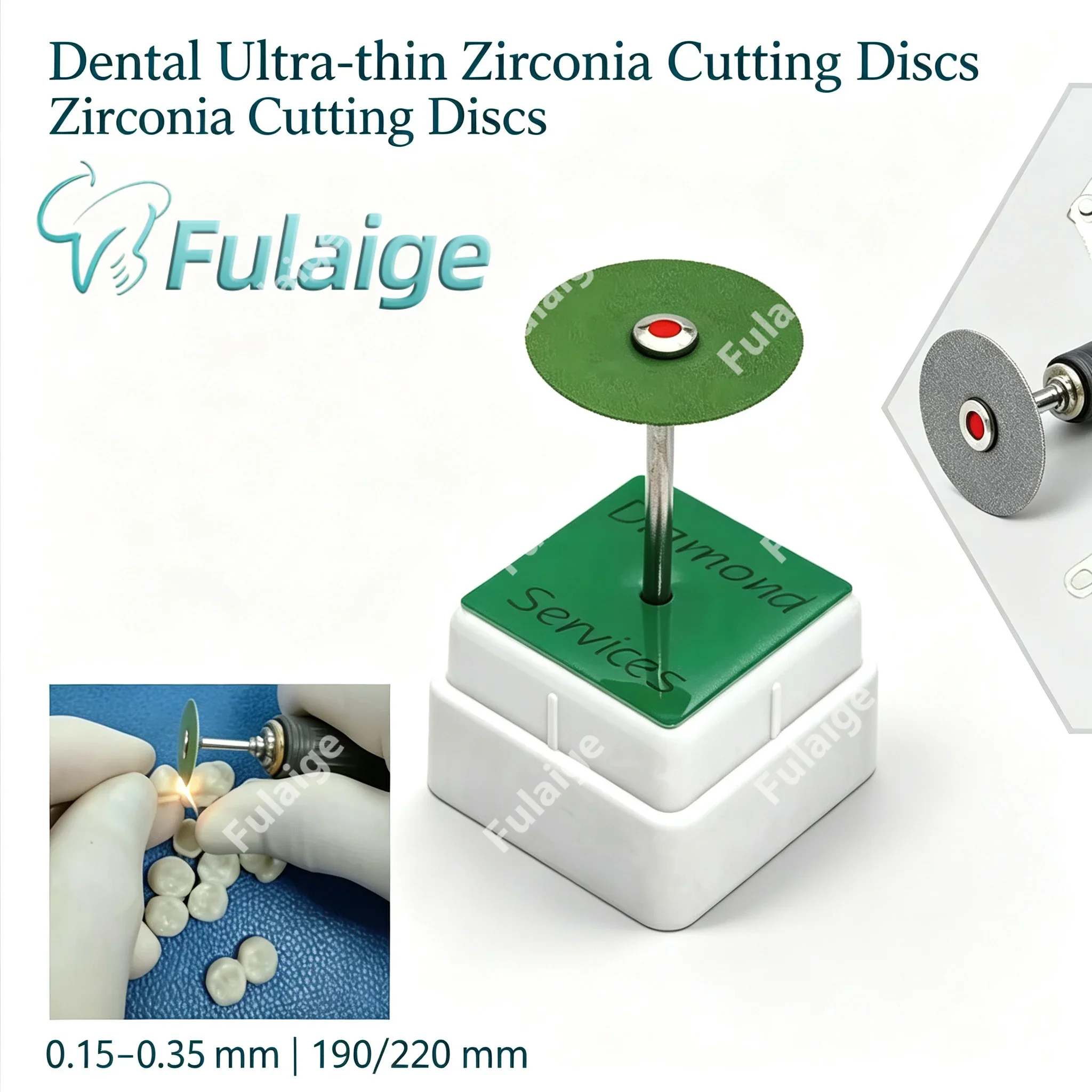Dental Lab Ultra Thin Zirconia Ceramic Cutting Discs Double Sided Diamond Coated Precision Grinding Polishing Disc