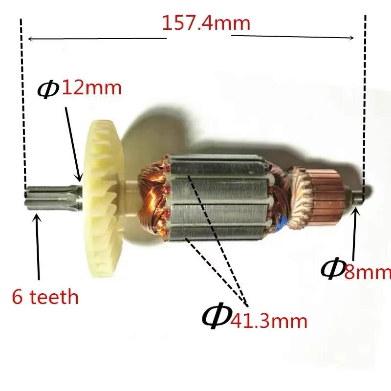 AC220-240V 6 teeth Electric Hammer Armature Rotor for HITACHI DH38MS DH38SS DH38YE2 C213944E 360875E Power Tool Accessories