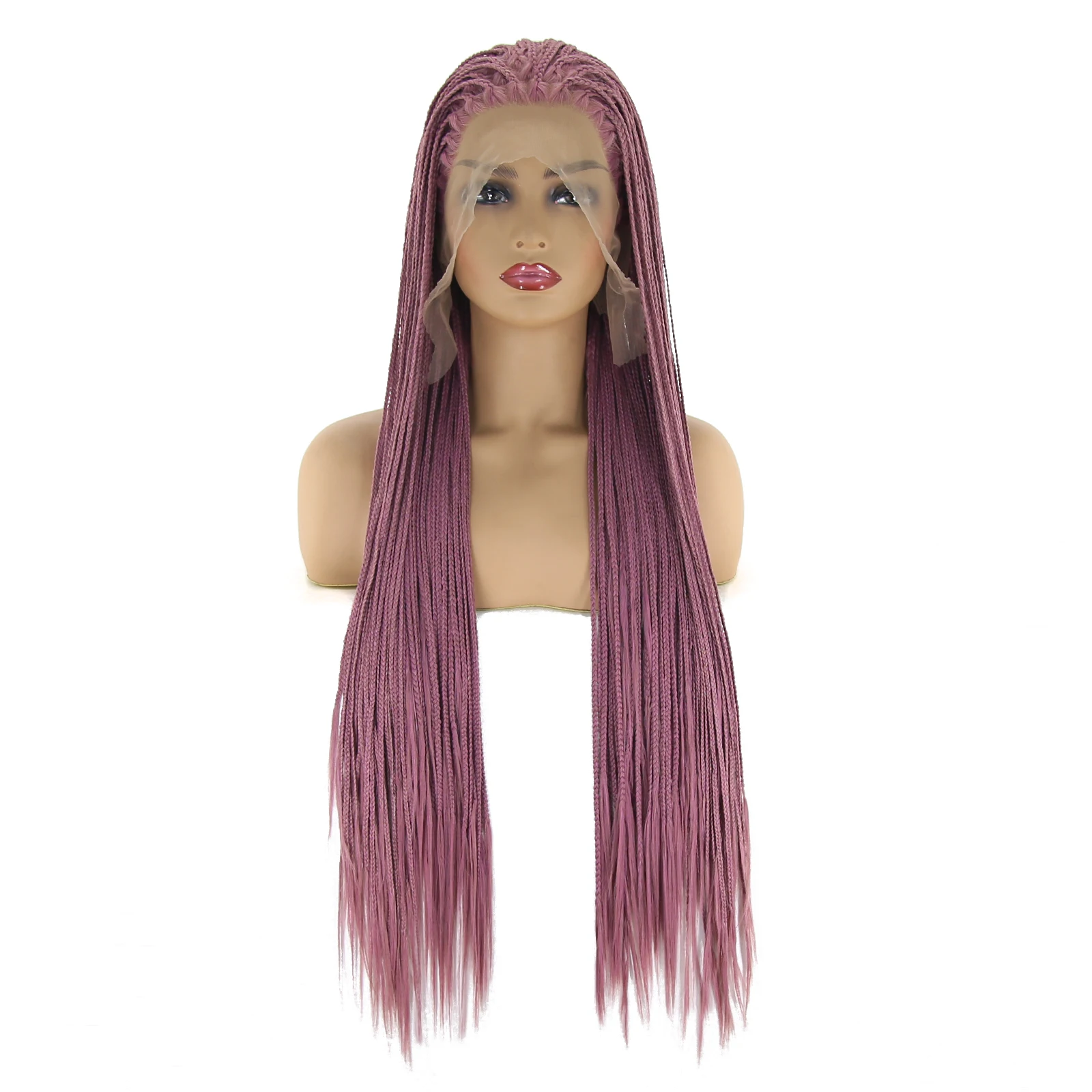 

Thiswig Purple Braided Wig Micro Braided Hair Synthetic Lace Front Wigs for Black Women Heat Resistant Fiber Hair Box Braids Wig