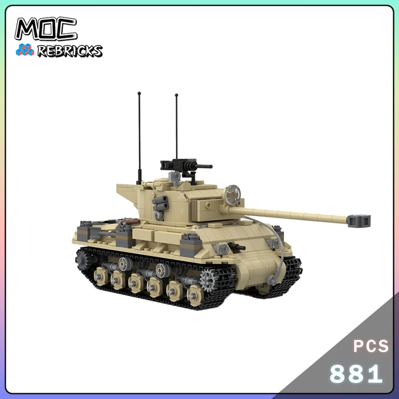 

MOC Building Block Military Series M-51 Super Sherman Tank Firepower Weapon Vehicle Model Bricks Set DIY Puzzle Toys Xmas Gifts
