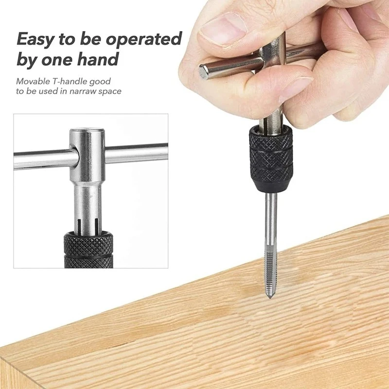 T-Handle Wrench  M3 M4 M5 M6 M8 Hand Tap Reamer Thread Tapping Tool Set Adjustable Machine Screw Thread Tapping Drill Bit view 2