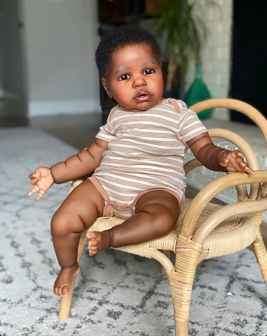 Customized Supply 26inch Reborn Baby Margot with hand-Rooted Hair Dark Skin Dark Skin African Baby Different Dress