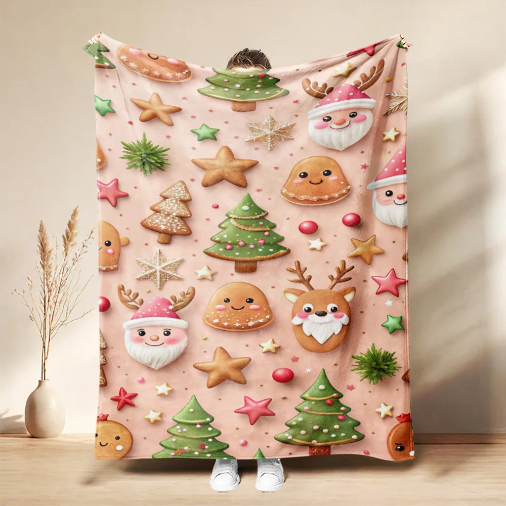 Christmas Flannel Blanket, 3D Printed Anime Ghost Throw Blanket, Skin‑Friendly for Bedroom Sofa, Multiple Size Single Twin King