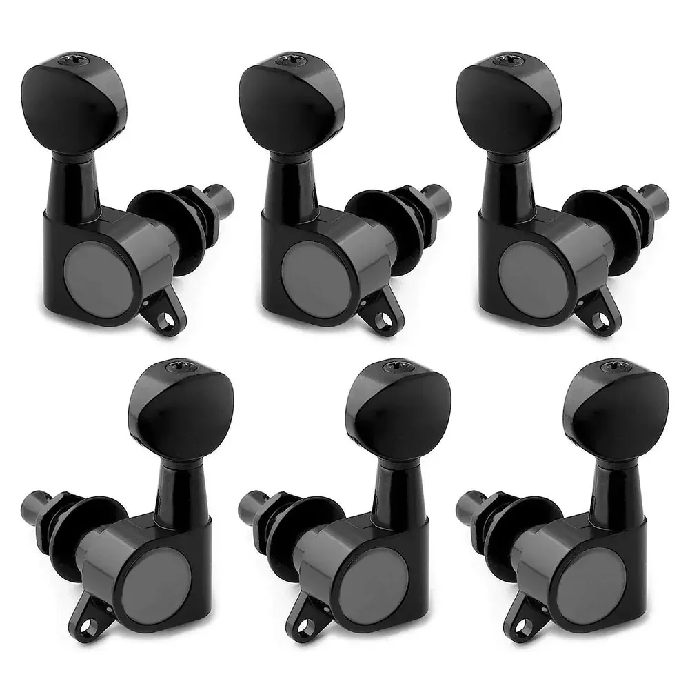 6pcs Guitar Tuning Pegs Tuner Machine Heads with Logo Tuning Peg Machine Head Black Guitar Accessories guitar tuning pegs