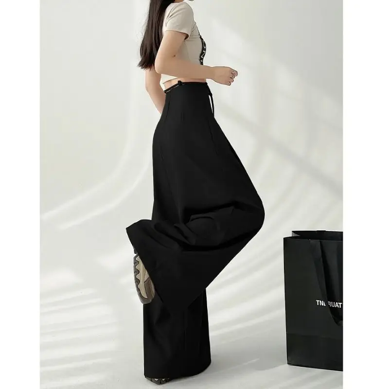 High End Suit Wide Leg Pants for Women's 2024 New Spring and Summer High Waisted Slimming Loose Fitting Straight Leg Casual Pant