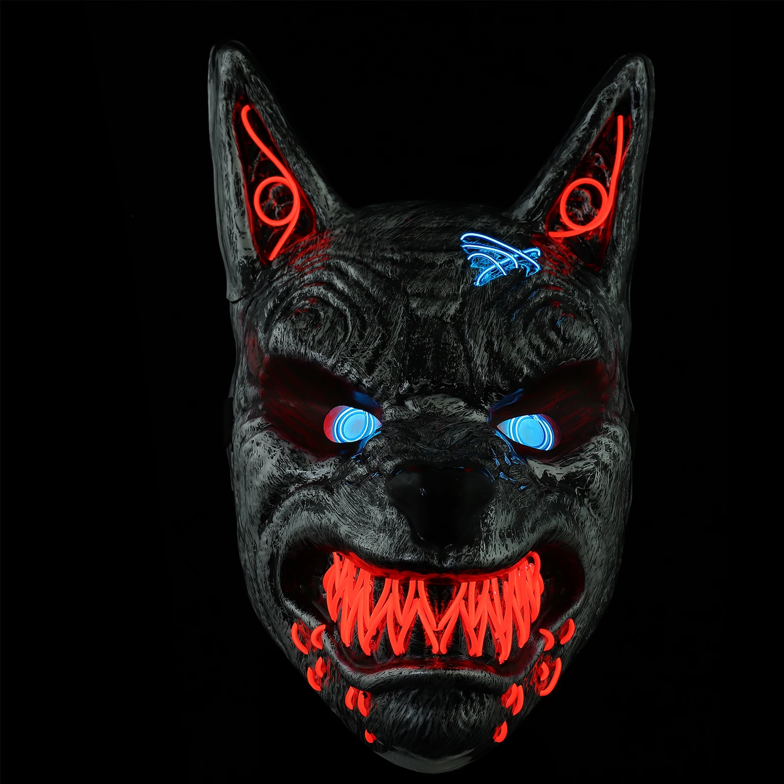 

Glow Mask Horror Wolf Head LED Scary PVC Halloween Party Supplies Masquerade Carnival Stage Ghost Makeup Cosplay
