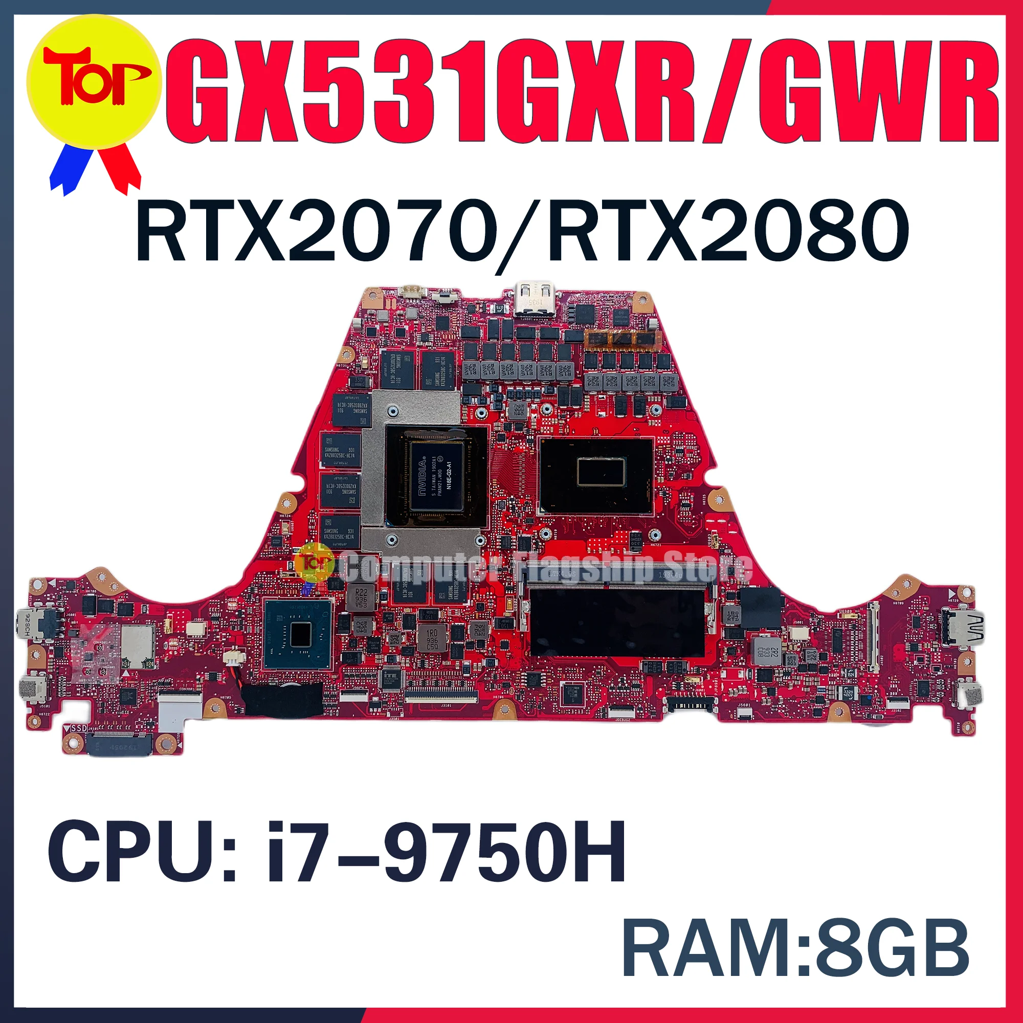 Imagem -03 - Kefu-placa-mãe Portátil para Asus Gx531gs Gx531gw Gx531gm Gx531gxr I7-9750h I78750h Gtx1060 1070 Rtx2060 2070 Gx531gx