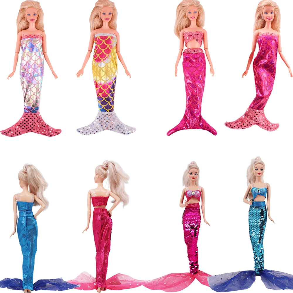 One Set Doll Cosplay Clothes Similar Fairy Tale Mermaid Tail Wedding Dress Gown Party Outfit For 30Cm Doll DIY Gift