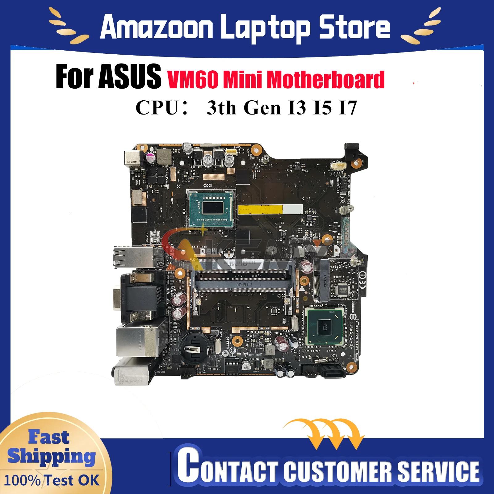 

VM60 Laptop Motherboard For ASUS VivoMini VM60 Notebook Mainboard With I3 I5 I7 CPU 100% tests OK fast shipping High quality
