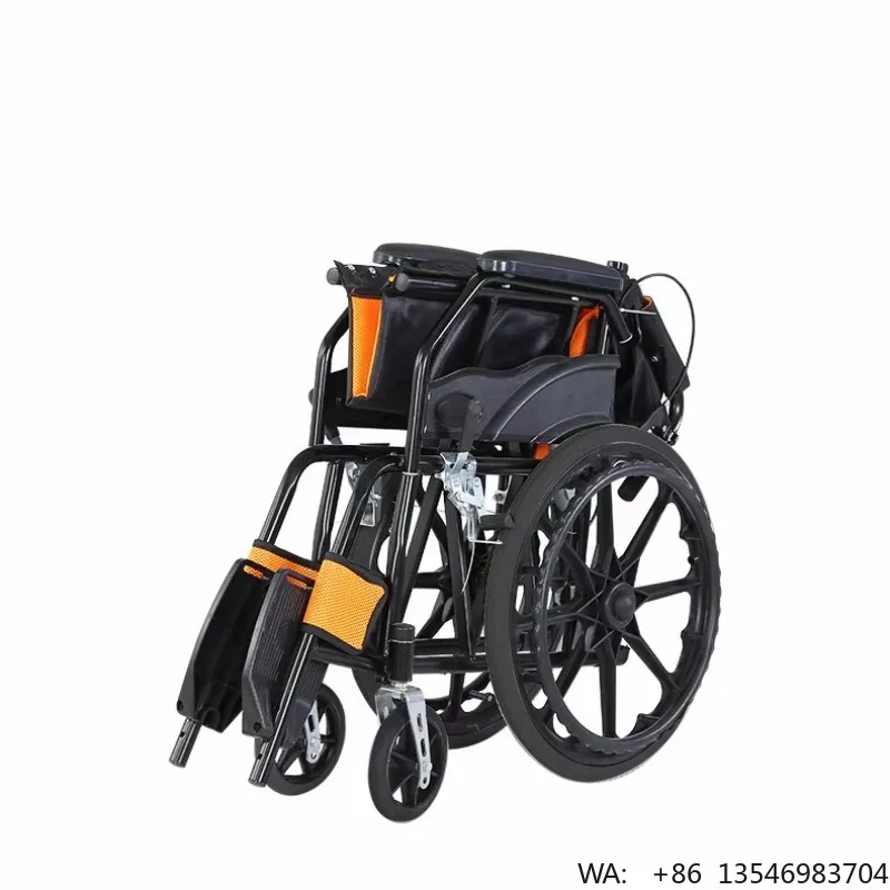 Silla de Ruedas Portátil con Asiento Acolchado, Totalmente Reclinable, Plegable y Ligera para Personas Mayores con Discapacidad o Parálisis