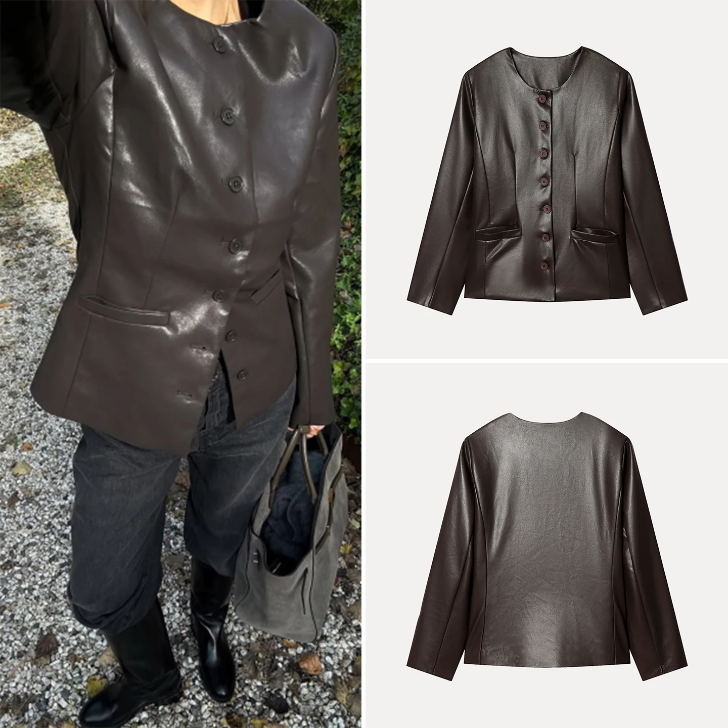 2025 Nuovo cappotto invernale in pelle Faionable con bottone per le donne Pendolarismo Sle Personali Match Cappotto ort quotidiano da donna