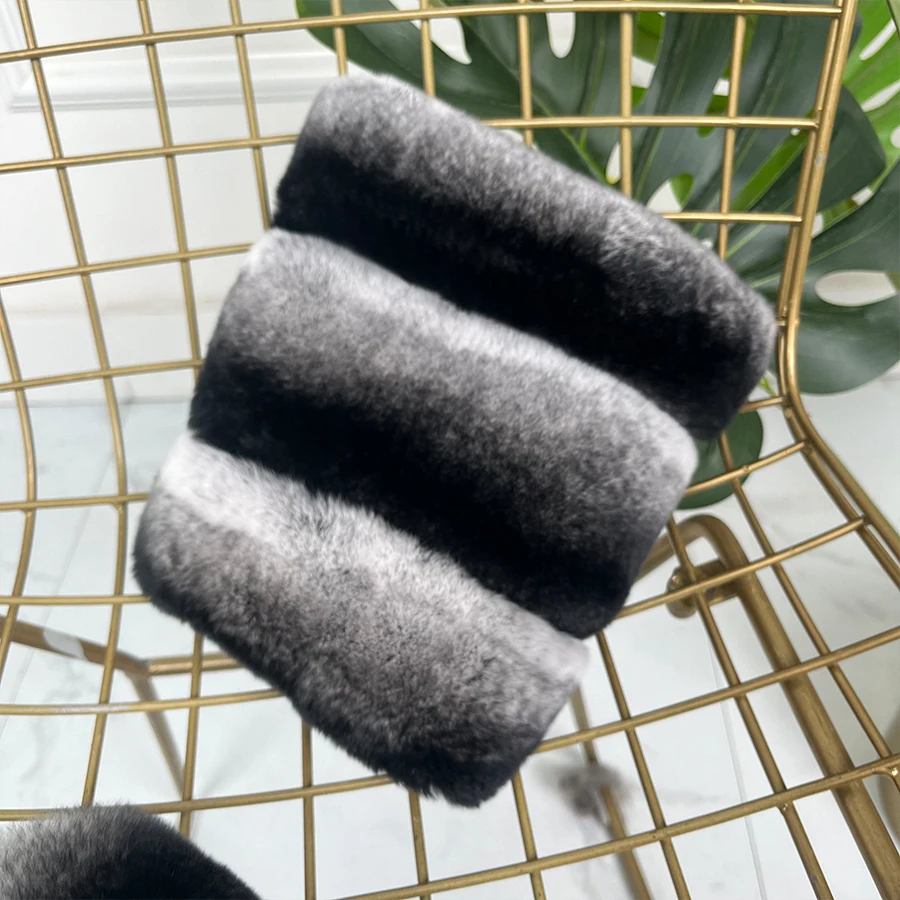 분리형 친칠라 모피 슬리브 손목 수갑 천연 렉스 토끼 모피 수갑 실제 친칠라 모피 베스트 셀러