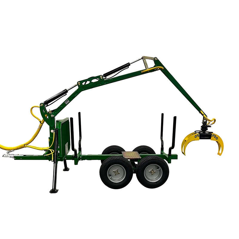 Hand Controlled Hydraulic Log Grapple Trailer Split Type Grapple Forest Logging Farm Timber Delivery Trailer