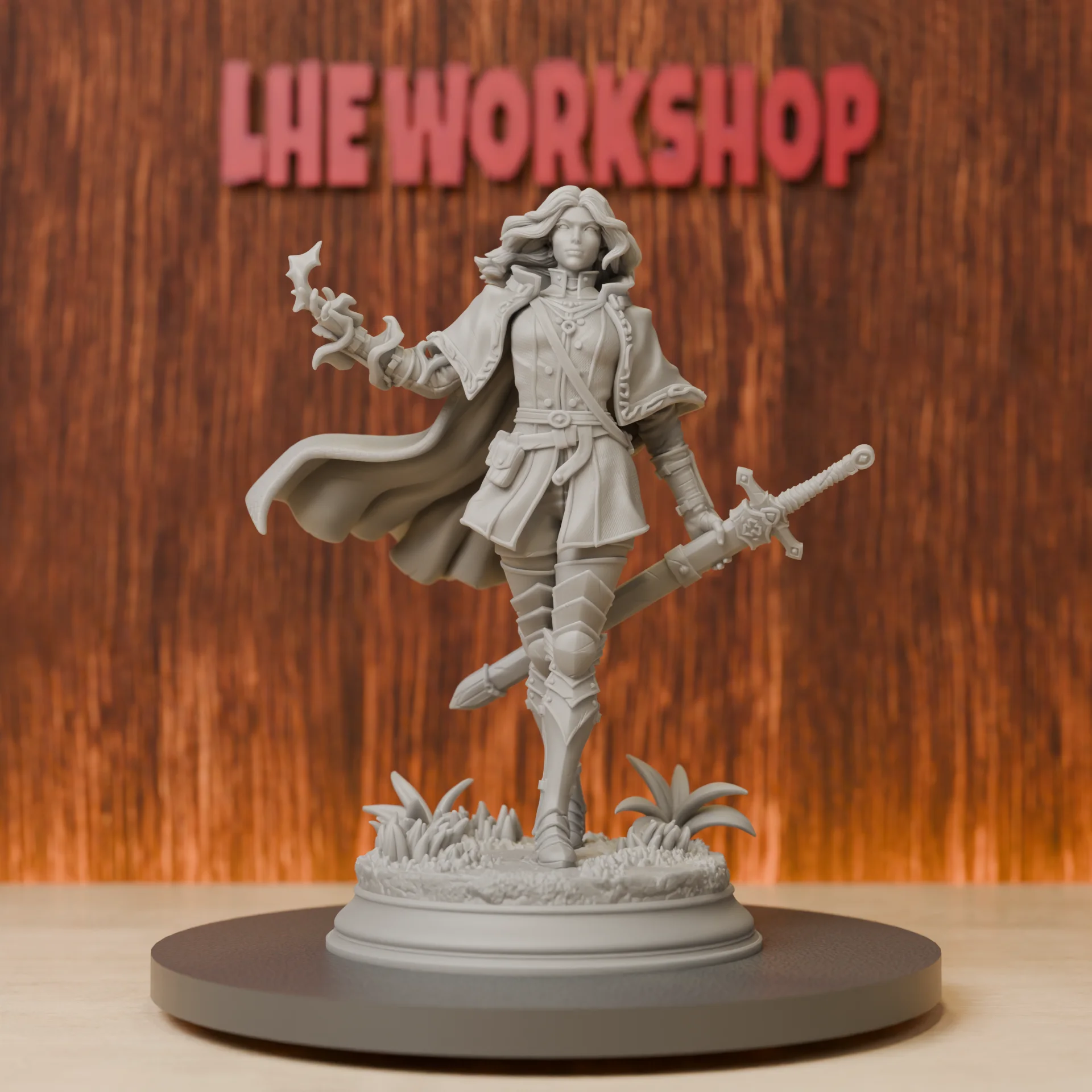 Human Swordswoman Miniatures | 28mm-75mm | Resin 3D Printed DND Pathfinder Mini | Unpainted Grey