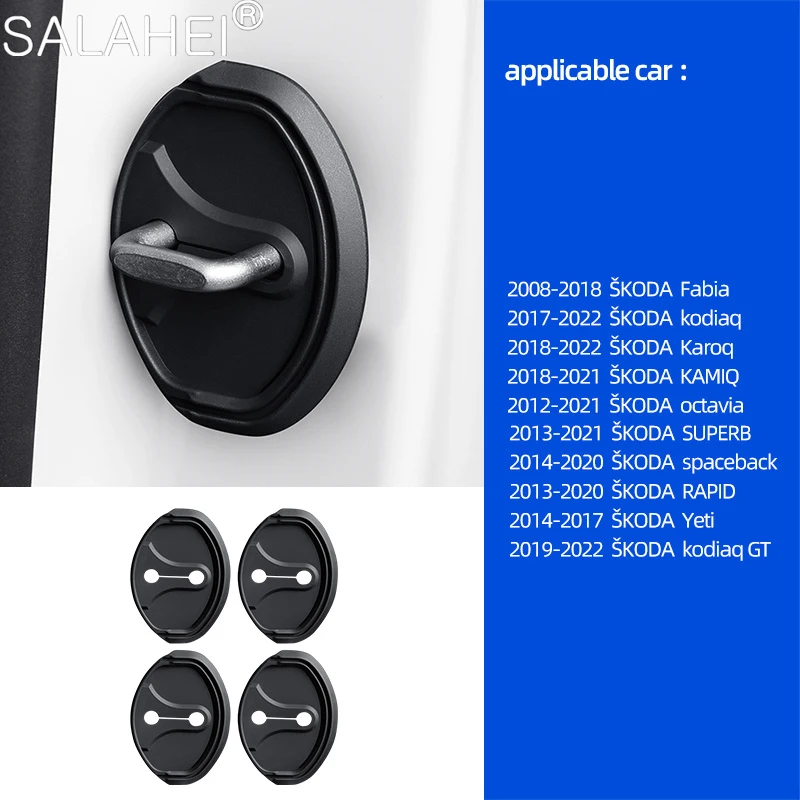 Silicone Car Door Lock Cover Anti-scratch Shock Absorber Cushion for Skoda Fabia Kodiaq GT Karoq Kamiq Octavia Auto Accessories