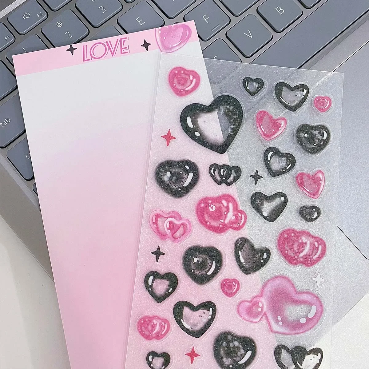 Stars Decal Stickers Scrapbooking Stationery Hearts Stickers PET Bubble Deco Sticker DIY Journal Planner