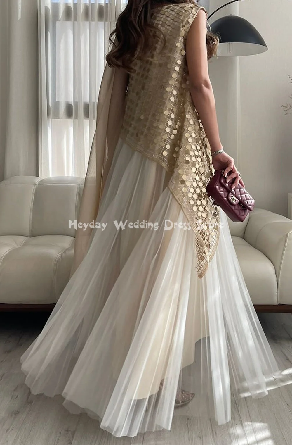 فساتين سهرة سعودية من Heyday برقبة دائرية من التل بطول الأرض بدون أكمام على شكل حرف A فساتين رسمية أنيقة للحفلات 2025 #2