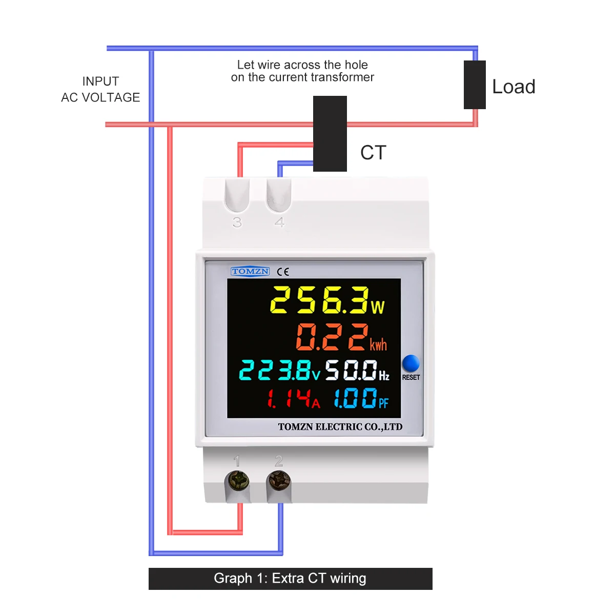 TOMZN 6IN1 din rail AC monitor 110V 220V 100A Voltage Current Power Factor Active KWH Electric energy Frequency meter VOLT AMP