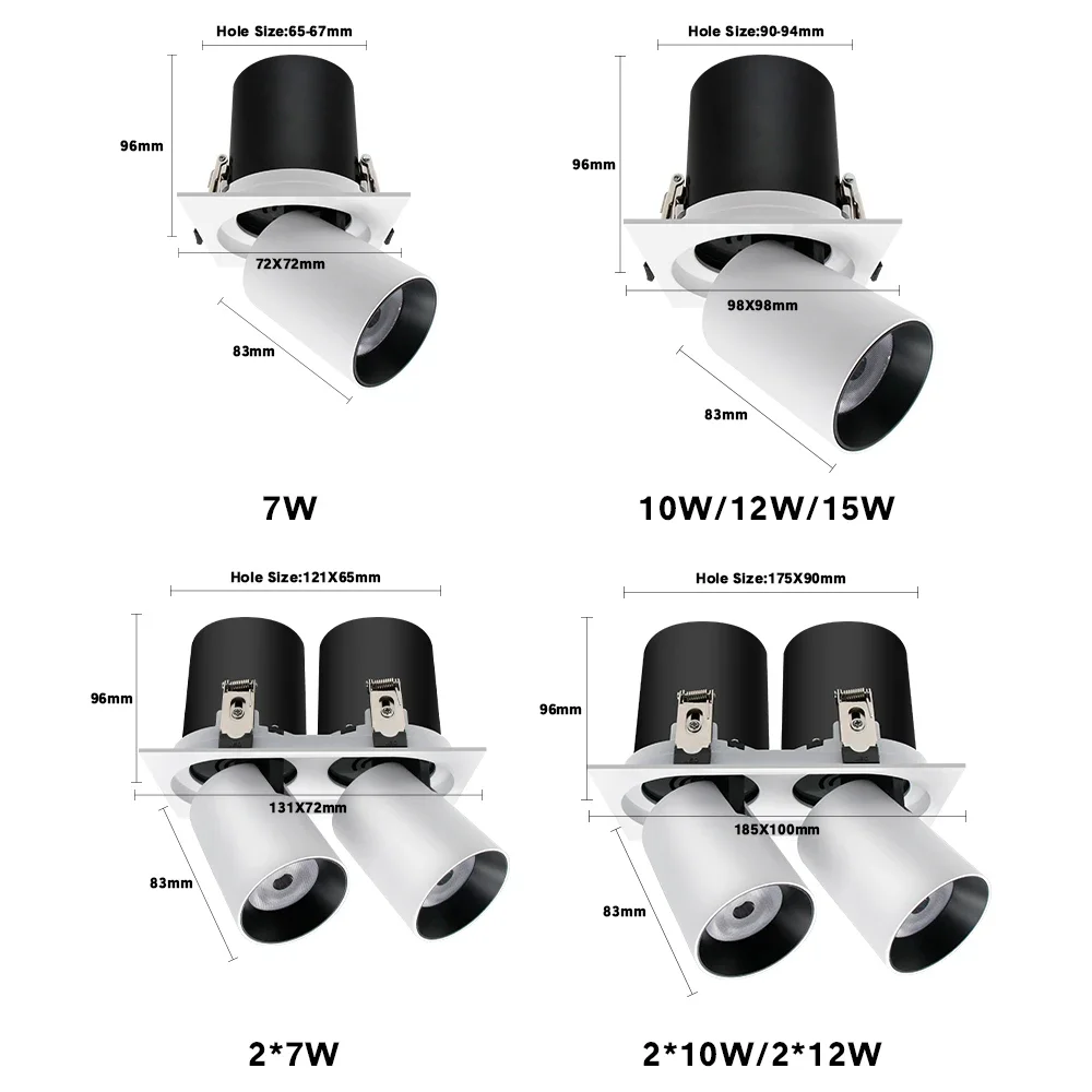 Spot Lumineux LED Encastrable pour le Plafond, Éclairage Réglable et Rétractable, Idéal pour le Salon