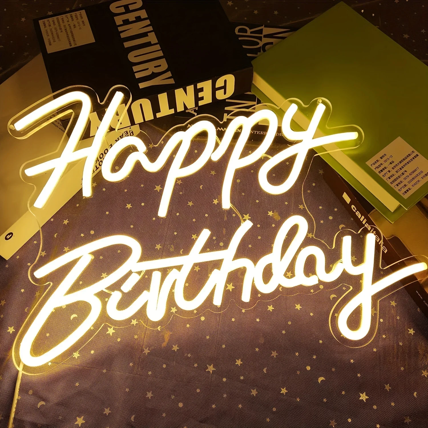 

Happy Birthday Neon Sign for Wall Decor, with Dimmable Switch, Reusable Neon Light Sign Birthday Party Decoration 17X12 inches