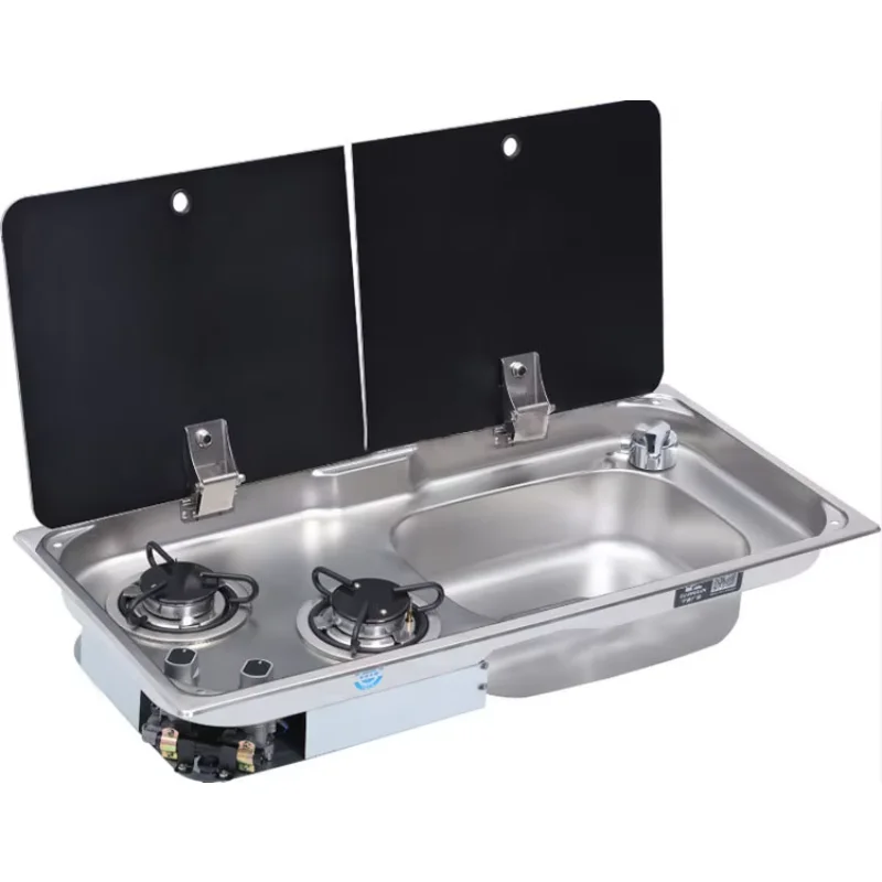 

Lpg Gas Stove Suitable For RV With Cover Sink Trailer Trailer 304 Stainless Steel Stove