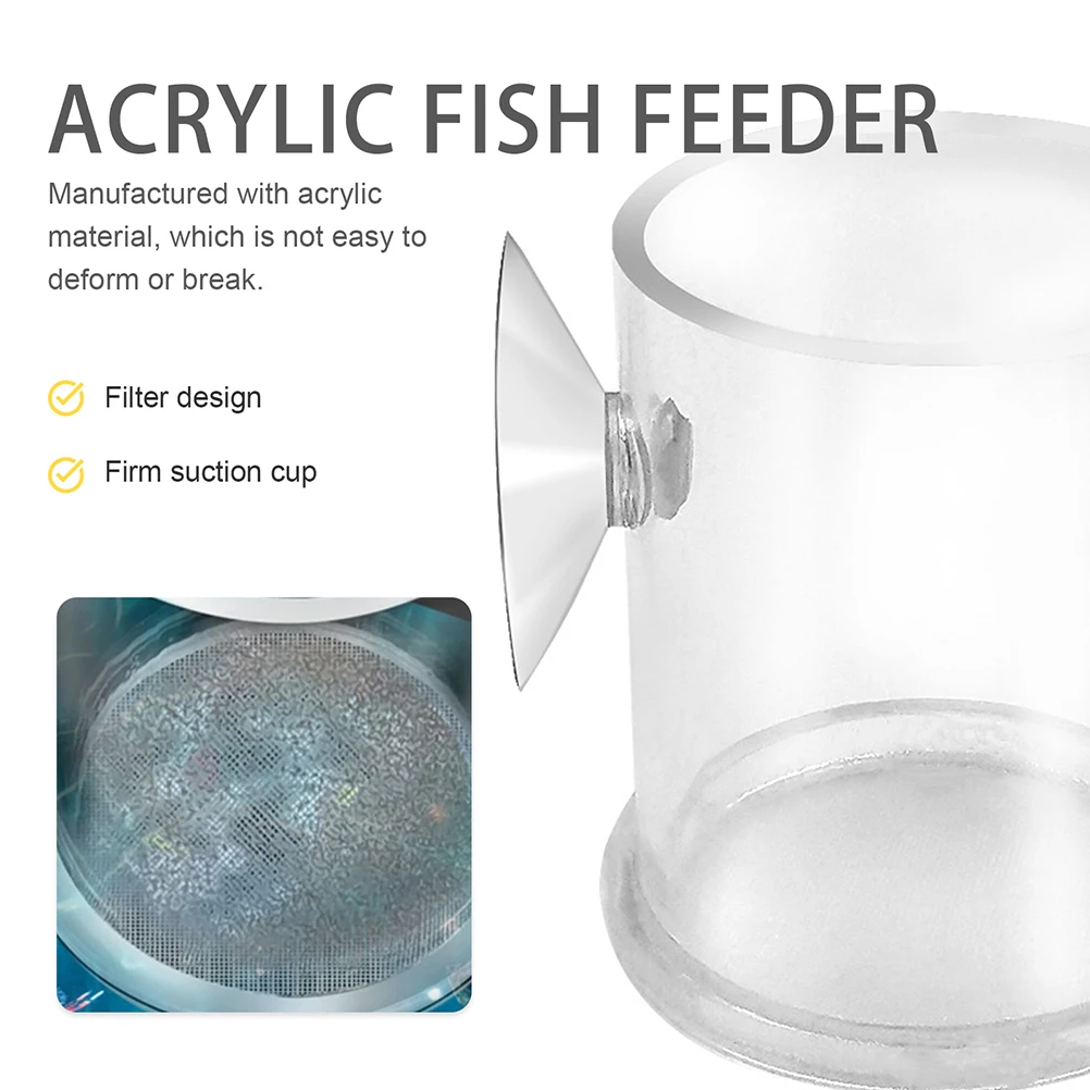 

Fish Feeding Ring Acrylic Aquarium Feeder Transparent Suction Cup Fish Tank Accessory Filter Mesh Design Durable Easy