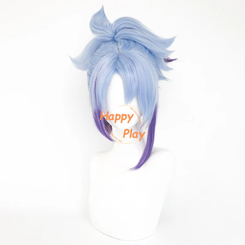 Star Guardian Akali Cosplay Wig 45cm Blue Purple Gradient Wigs Heat Resistant Synthetic Hair Akalii Cosplay Anime Wig + Wig Cap