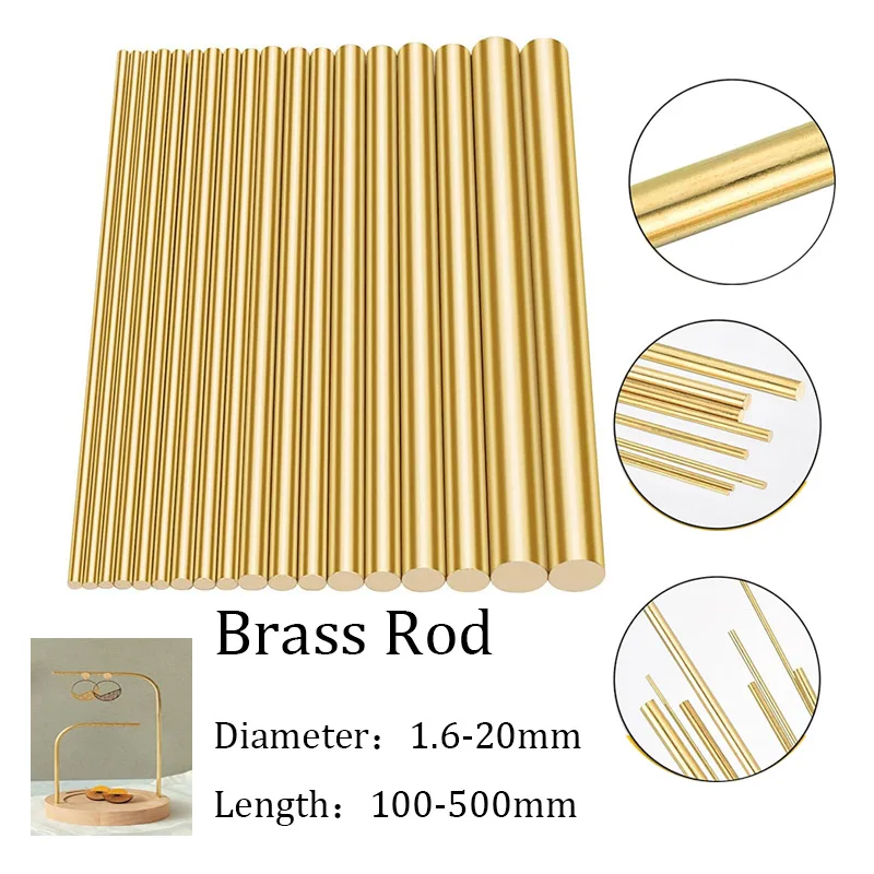 1~10pcs brass round bars , Brass Round Bar metal processing diameter 1.6 to 20mm, length 100-500mm,for DIY  accessories