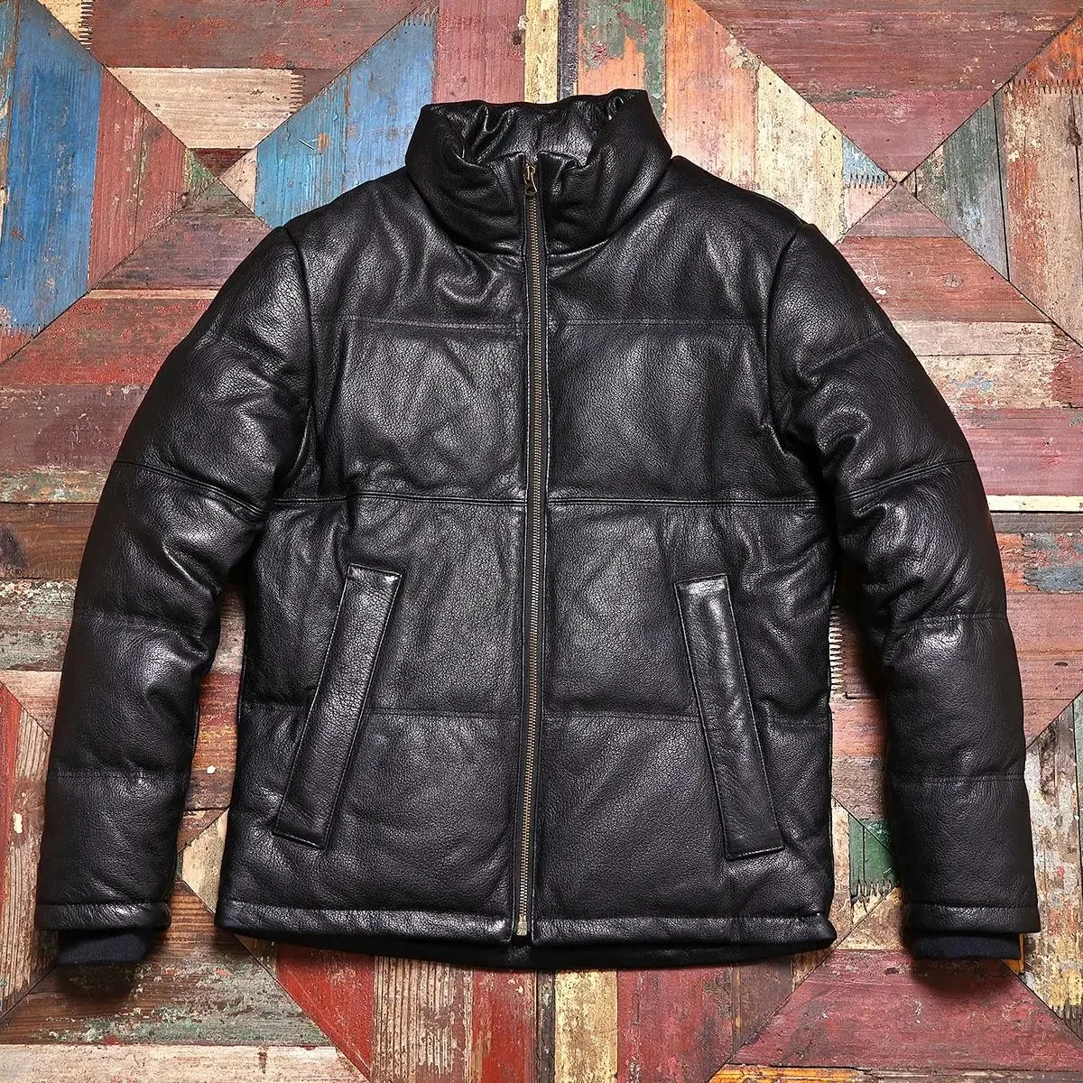 Black Winter Leather Down Jacket Men Casual Style Plus Size 5XL Genuine Natural Thick Sheepskin Turn-Down Collar Warm Coat