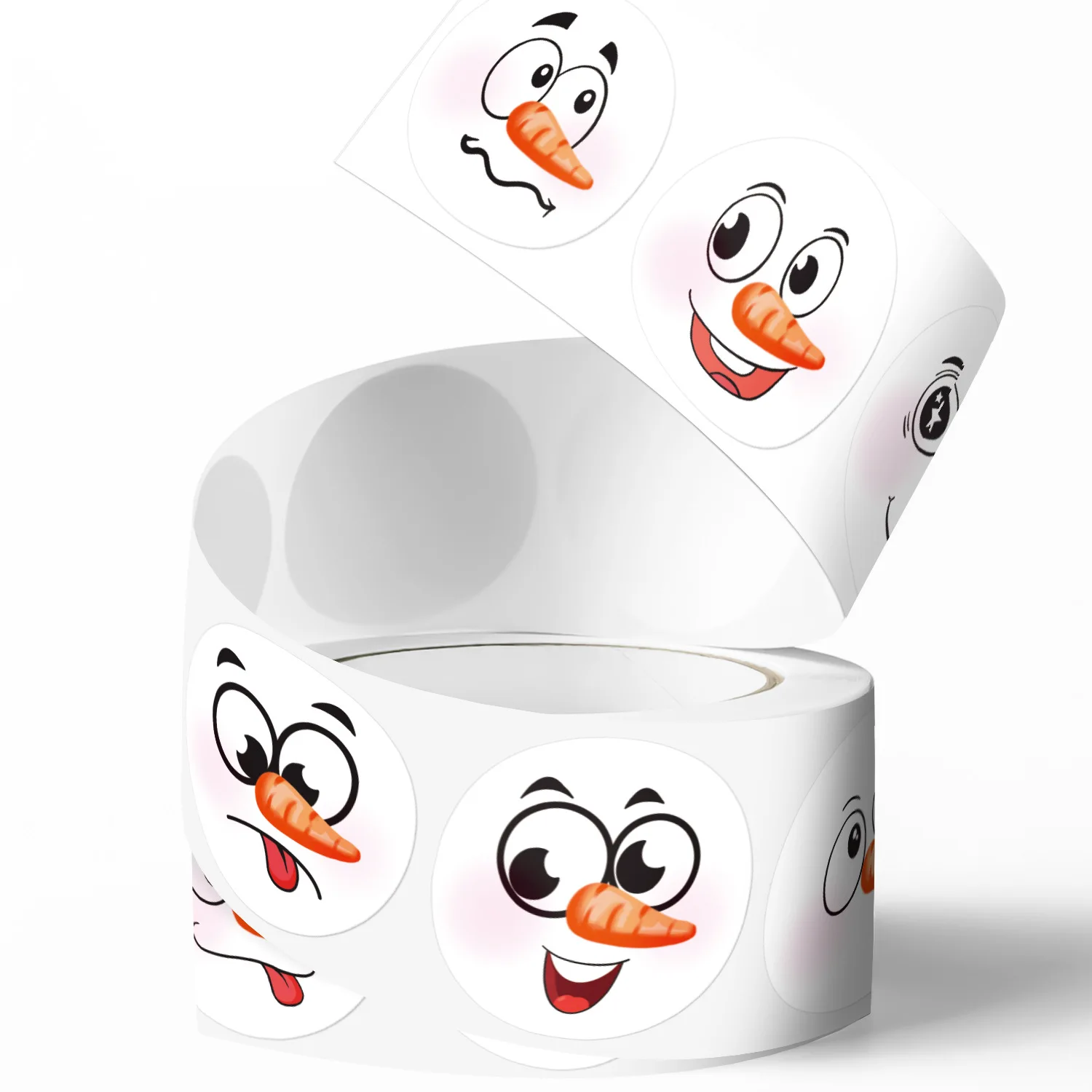 JCAC 500pcs/roll Cute Cartoon Christmas Snowman Stickers, Self-Adhesive Gift Decoration Seal Labels for DIY Crafts