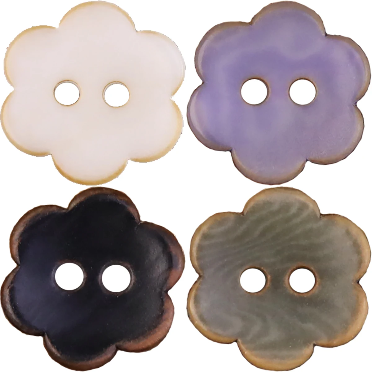 6pcs Cutie Flower Corozo Buttons For Kids Clothing Knitting Supplies Sewing Accessories Irregular White Purple Small Buttons