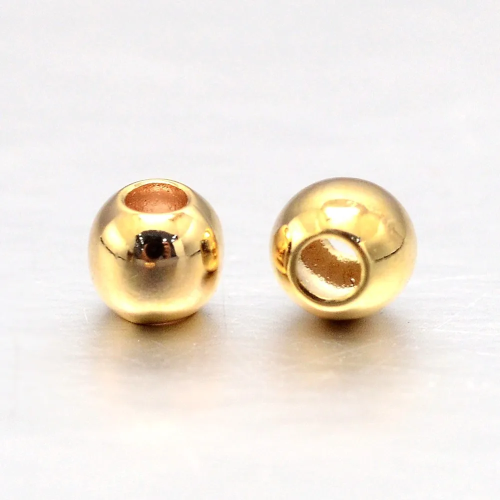 50g Brass Round Spacer Beads Real 18K Gold Plated 2mm 2.5mm 3mm 4mm for Jewelry Making Bracelet Necklace DIY Accessories Decors