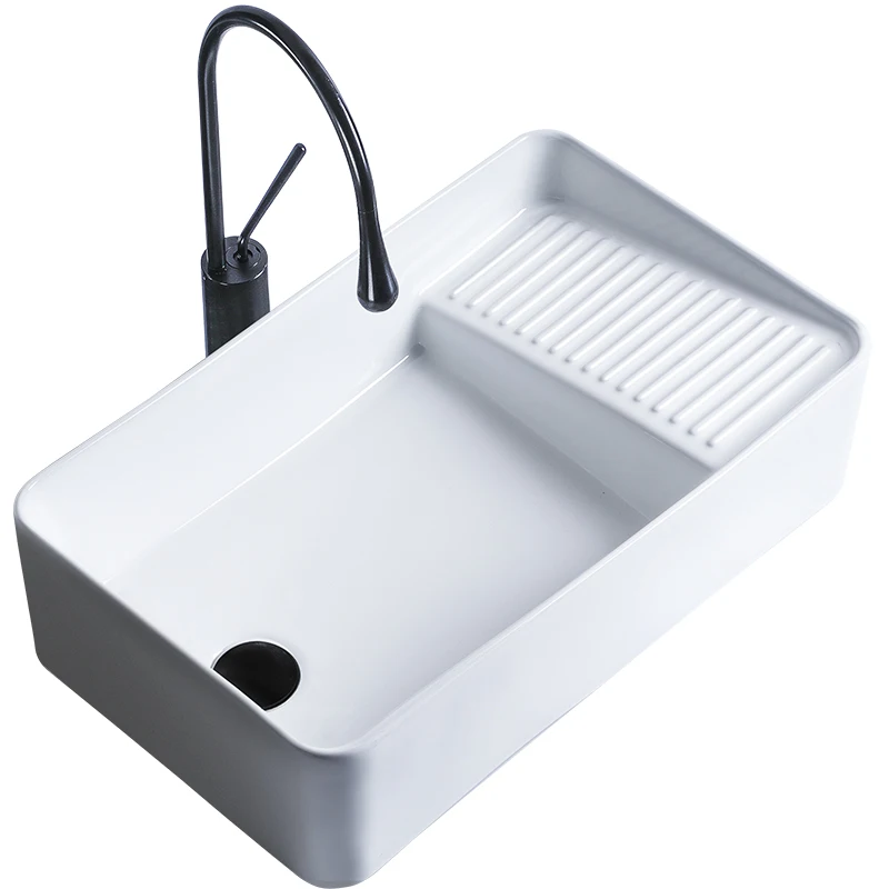 New right washboard table basin side launching, household ceramic laundry  balcony washing machine  single