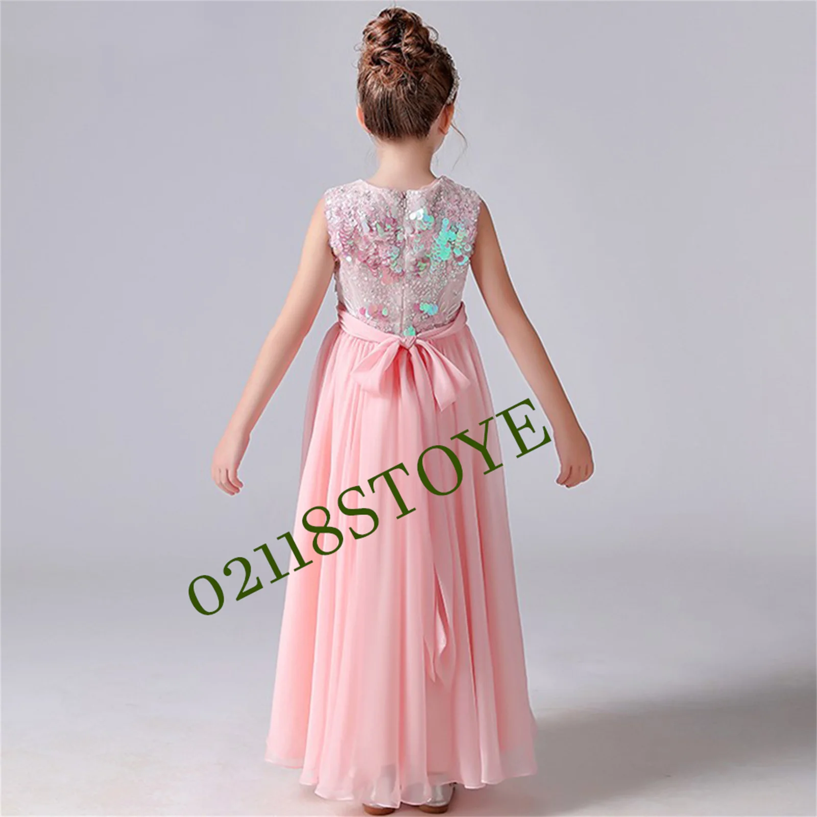 

Sequined Pink Flower Girl Dresses Kids Weddings Birthday Party Pageant Gowns Junior Bridesmaid Dress