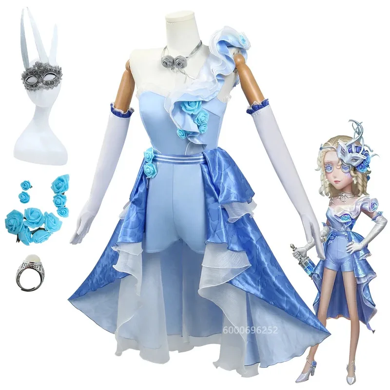 Identity V Demi Bourbon Barmaid Rose Cosplay Costume Role Play Comic with Dress Halloween Party Wigs Animation Prop XS-XXXL