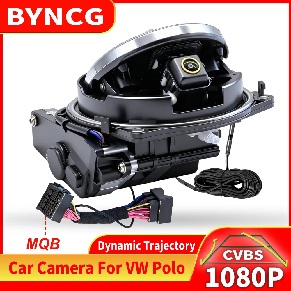 

Dynamic Trajectory 1080P CVBS- Flip Emblem Logo Camera CCD HD 170° Car Rear View Camera MQB for Polo Golf 5678 B678 MK5 MK6 MK7