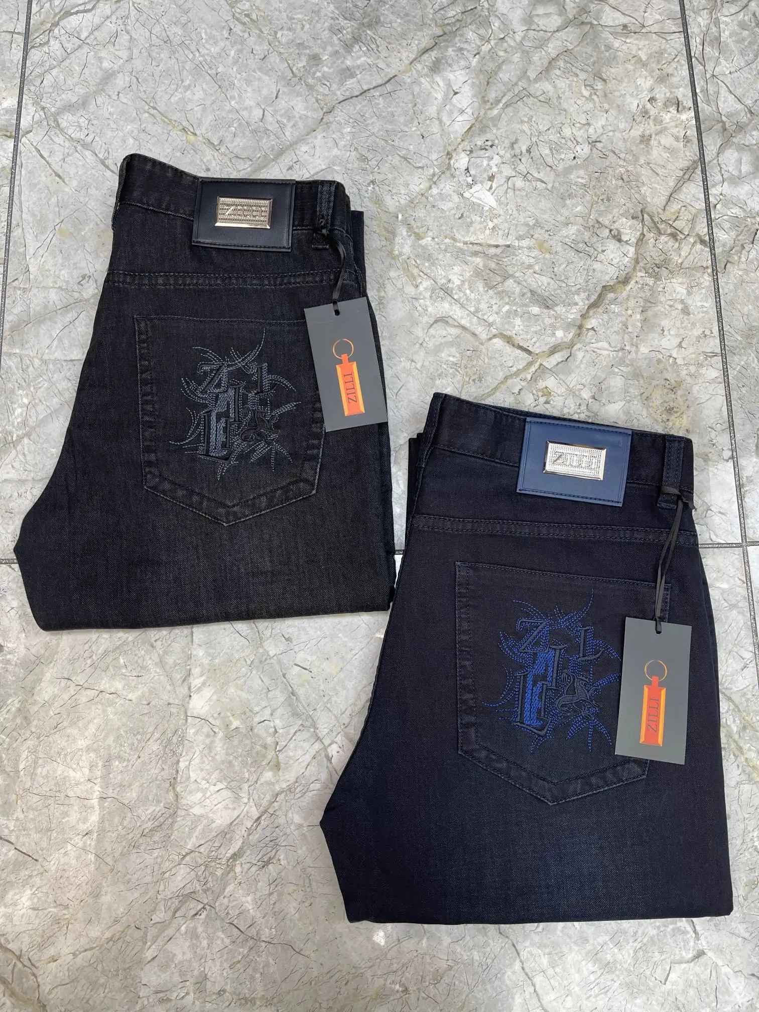 

OECHSLI Jeans Thin Cotton Men 2026 Spring Summer new casual embroidery comfortable zipper business Big size 29-42 long Pants
