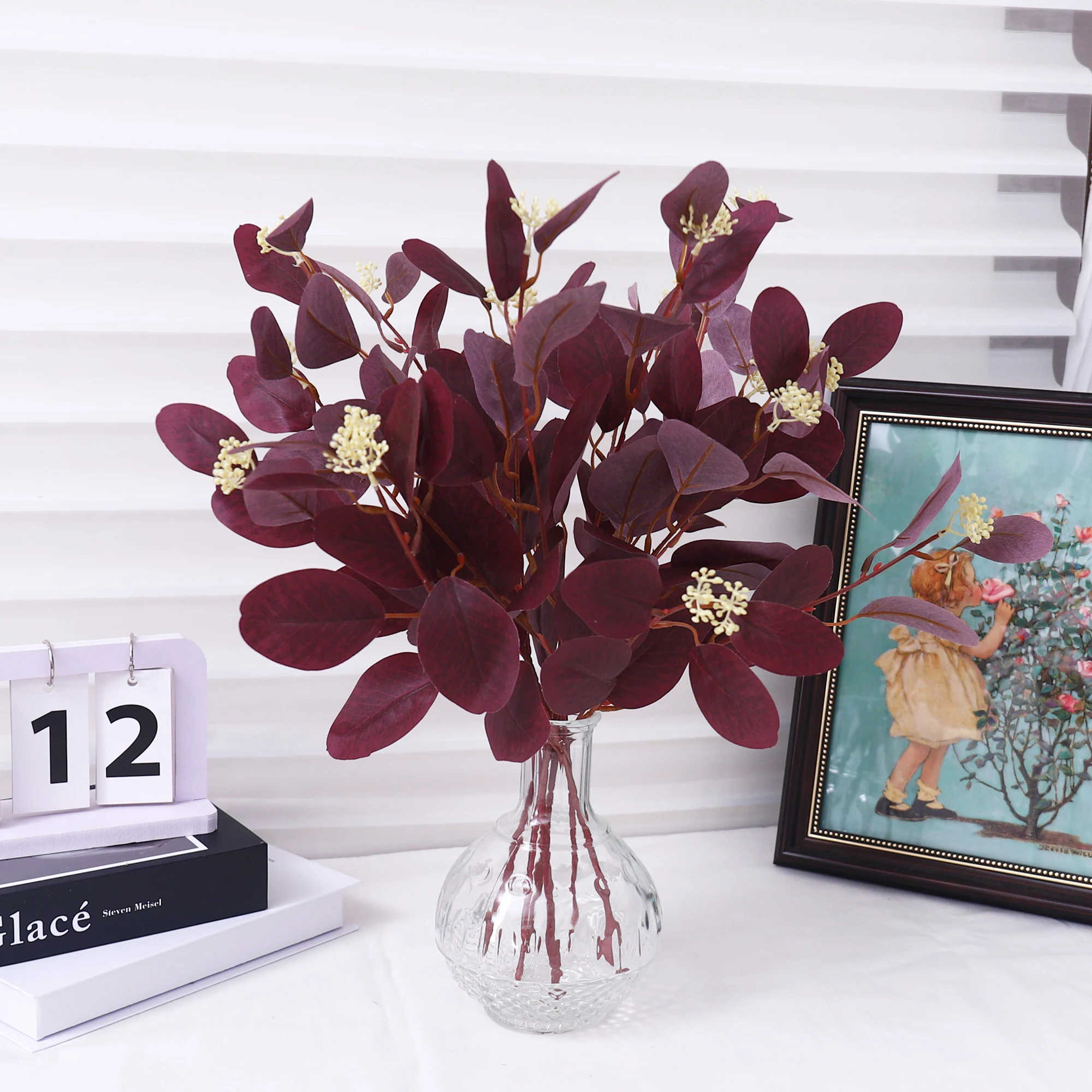 نباتات اصطناعية أوراق الأوكالبتوس أوراق التفاح نبات صناعي للمنزل غرفة المعيشة الديكور حديقة الزفاف في الهواء الطلق ترتيب الحفلات