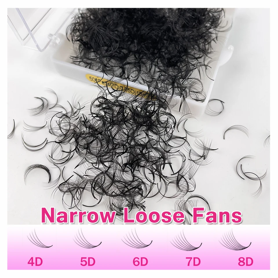 

4D 5D 6D 7D 8D Loose Narrow Fans Lashes Pointy Base Premade Loose Fans Lashes Medium Stem Promade Volume Fans Eyelash Extensions