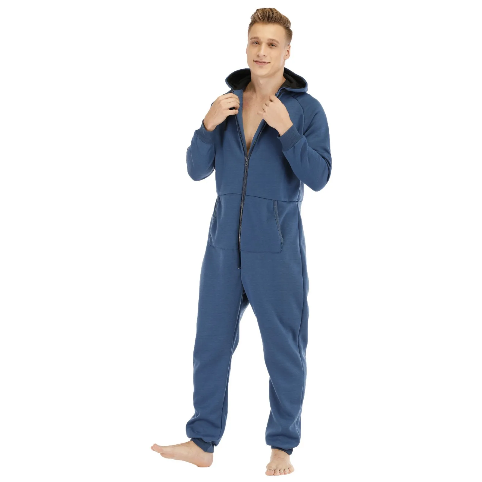 

Men Warm Coral Fleece Onesie Fluffy Sleepwear Lounge Homewear One Piece Pyjamas Male Jumpsuits Hooded Onesies For Men