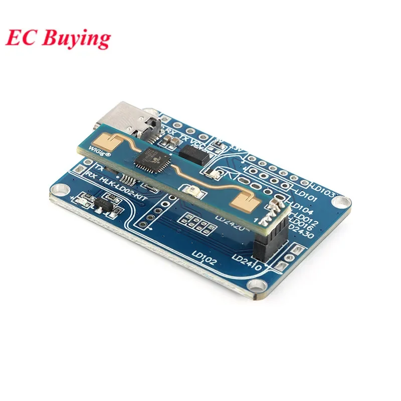 HLK-LD2410B Test Kit LD2410 FMCW 24G Smart Human Presence Status Sensing Radar Heartbeat Detection Sensor Module High Sensitivit