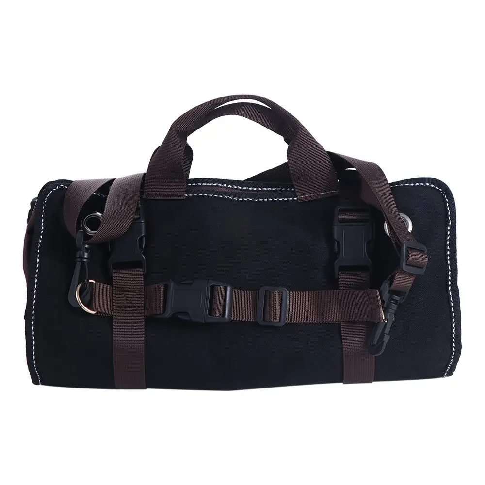 Heavy-Duty Waxed Canvas Tool Roll Bag Roll Maximum Storage 15-Pockets Roll Easy Transport Canvas Tool Roll Up Bag Carpenter